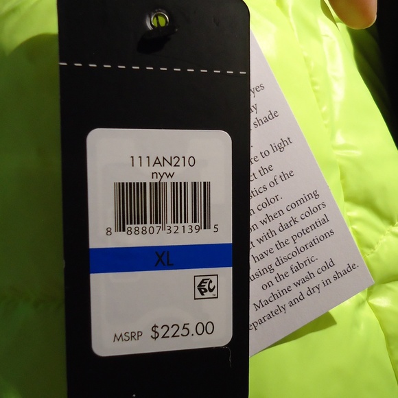 Guess Logo Puffer Hooded Jacket 111AN210 Neon Yellow Men's Size X-Large - Picture 7 of 15